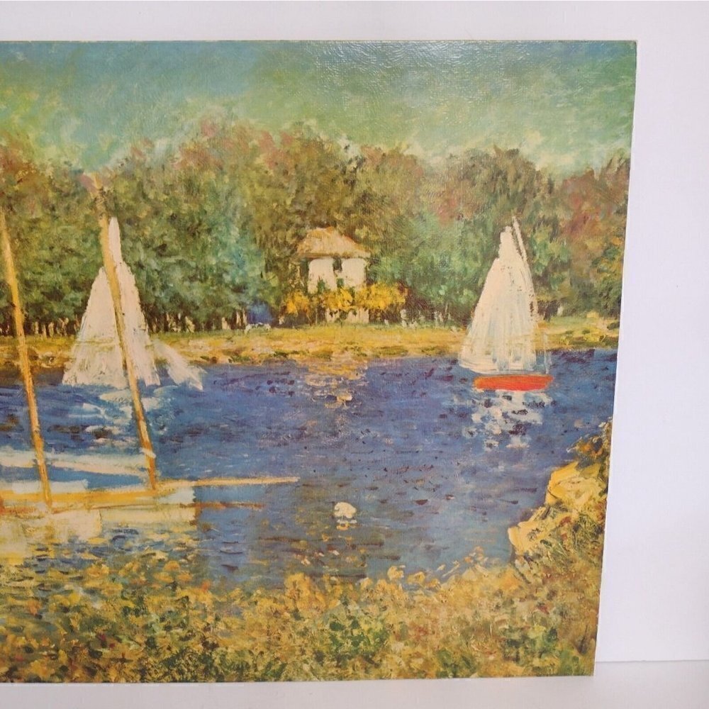 Vtg Claude Monet Bassin D' Argenteuil Lithograph  16 X 20 Victorian Art Sailboat - Picture 4 of 9